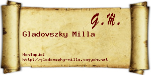 Gladovszky Milla névjegykártya